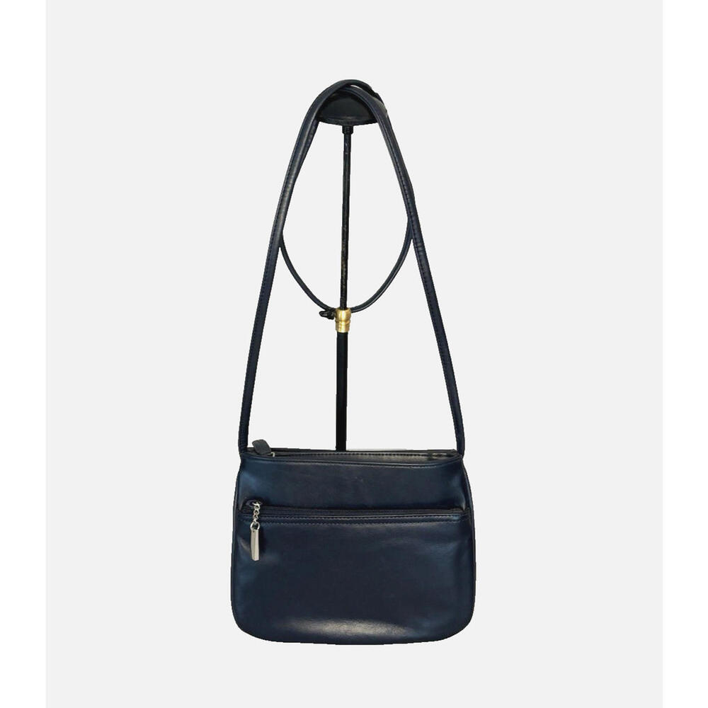Giani Bernini Black Pebbled Leather Crossbody Bag Purse Multi-Pocket EUC